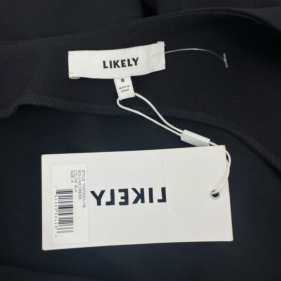 Likely Rollins One Shoulder Flounce Hem Black Cocktail Dress Size 8 - Picture 8 of 8